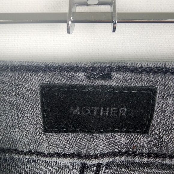 MOTHER The Insider crop Step Fray Jeans Size 24 Dark Grey Punk Grunge Casual - Picture 5 of 8